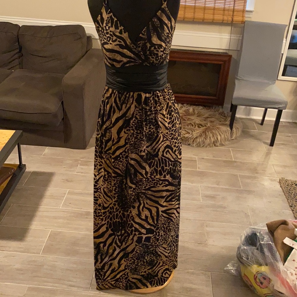 Venus maxi dress sz med animal print faux leather